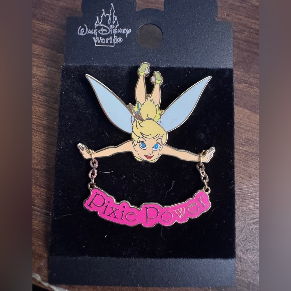 Disney Tinker Bell and Sign Pixie Dust Fairy Brooch